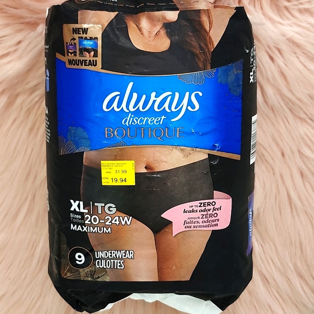 Brand New ALWAYS DISCREET BOUTIQUE UNDERWEAR-XL